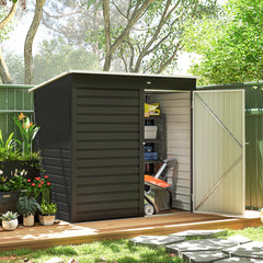 6' x 4' Outdoor Garden Shed, Metal Storage Shed with Lockable Door and Gloves for Backyard Garden Patio, Dark Gray