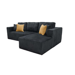 Full Compressed Corduroy Upholstered Sectional - No Assembly Needed