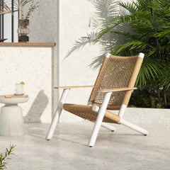 Hermes Adirondack Outdoor Lounge Chair Natural Beige All Weather Wicker