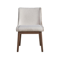 Modern Contemporary Brown and White Boucle Upholstery Dining Chairs Set of 2, Wingback Walnut Finish Retro Style Dining Furniture
