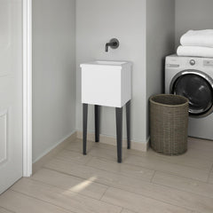 Earth Utility Tub with 4 Legs and Large Wash Basin, White / Black Wengue