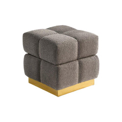 Contemporary Style Square Storage Stool Biscuit Tufting Storage Compartment Charcoal Finish Primary Living Room