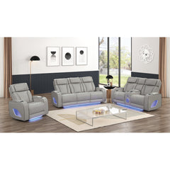 Hephaestus Modern Style Upholstery Recliner 3PC Livingroom Set Made with Wood & Massage Function Included-Gray
