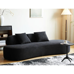 90" Curved Sofa with Throw Pillows, 4 Seater Luxury Velvet Couch with Half Moon Design and High-Density Foam, Ideal for Modern Living Room, Office & Apartment, Black