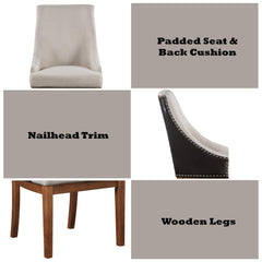 Pinnacle Fabric, Brown Synthetic Leather & Brown Finish Side Chair ( Set of 2)