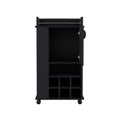 Bar Cart with 6 Built-in Wine Rack and Casters, Black