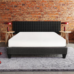 Queen Size Platform Bed Base, Upholstered Mattress Foundation Bed Frame, Dark Grey