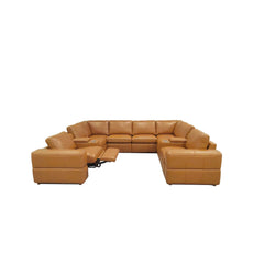 Premium Leather Match Upholstered Large Arms Sectional with Two Recliner Seats
