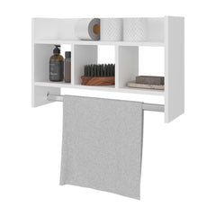 Neptune Wall Shelf with Towel Bar 15.7" H, 4 Shelves, White - Bathroom