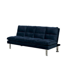 Contemporary Style Futon Bed Microfabric Converted Into Bed With Extra support Leg Primary Living Navy Finish