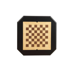 Celestia Black Finish Reversible Chess Checker Game Table w/Game Tray (Chess Fingures Not Included)