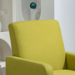 Faux Linen Upholstered Accent Chair, Modern Armchair with Solid Wood Frame, Single Sofa Chair for Living Room Bedroom