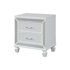 Shangri-La Modern Style 2-Drawer Nightstand Made with Wood Finished in White