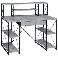 Iphigenia and Black Office Desk with Open Shelves and Hutch