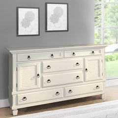 Hades Wood Dresser with 2 Cabinet & 6 Drawer in White