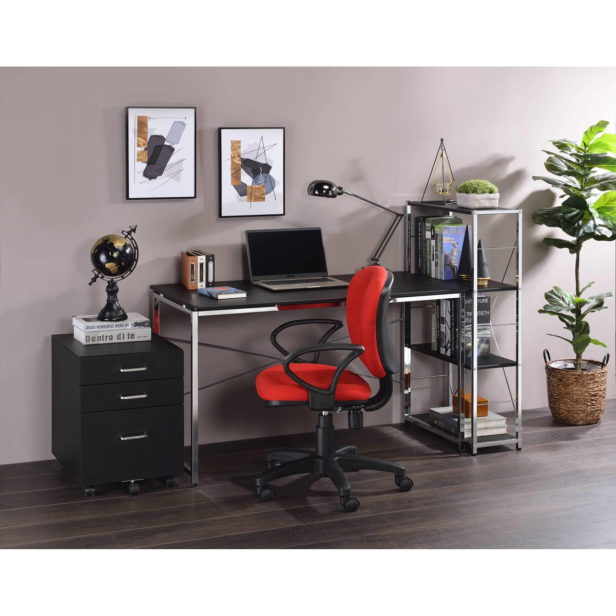 Avalon Black & Chrome Finish Writing Desk