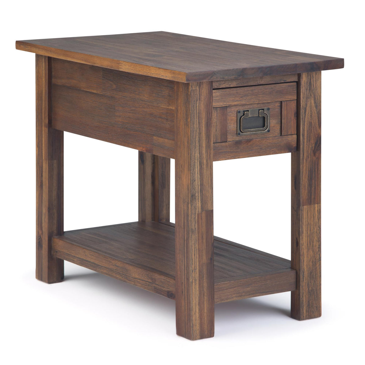 Hector - Narrow Side Table - Distressed Charcoal Brown