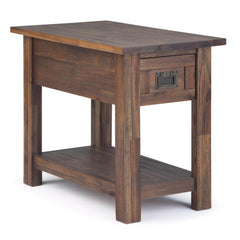 Hector - Narrow Side Table - Distressed Charcoal Brown