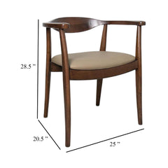 Rhea Dining Side Chair Set of 2, Modern Armchairs, Brown Rubberwood