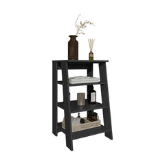 POEM 30" High 4-Tier Ladder Shelf Organizer for Bathroom, Side Table, Living room in Black