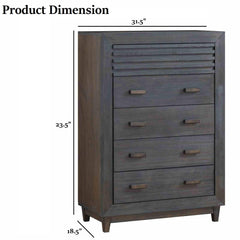 Transitional Style 1pc Chest Slat Design Mortise and Tenon Joinery Charcoal Brown Finish Bedroom Furniture