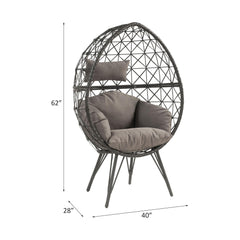 Astyanax Light Gray Fabric & Black Wicker Patio Lounge Chair