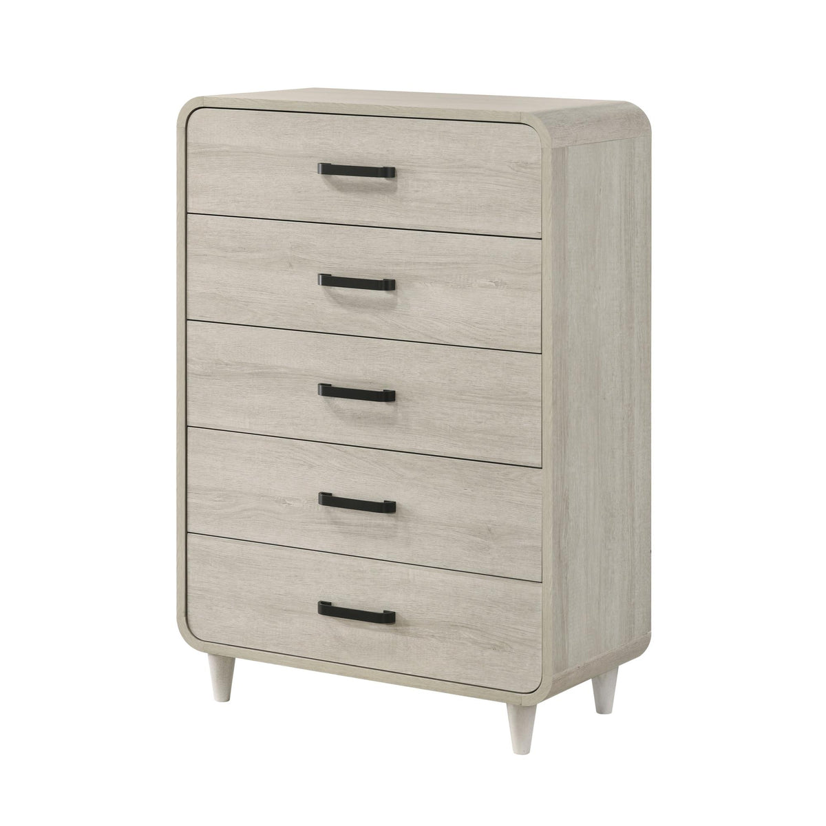 1pc Contemporary White Finish Ample Drawer Space Five Drawers Tall Chest Storage Wooden Furniture Antique White Color