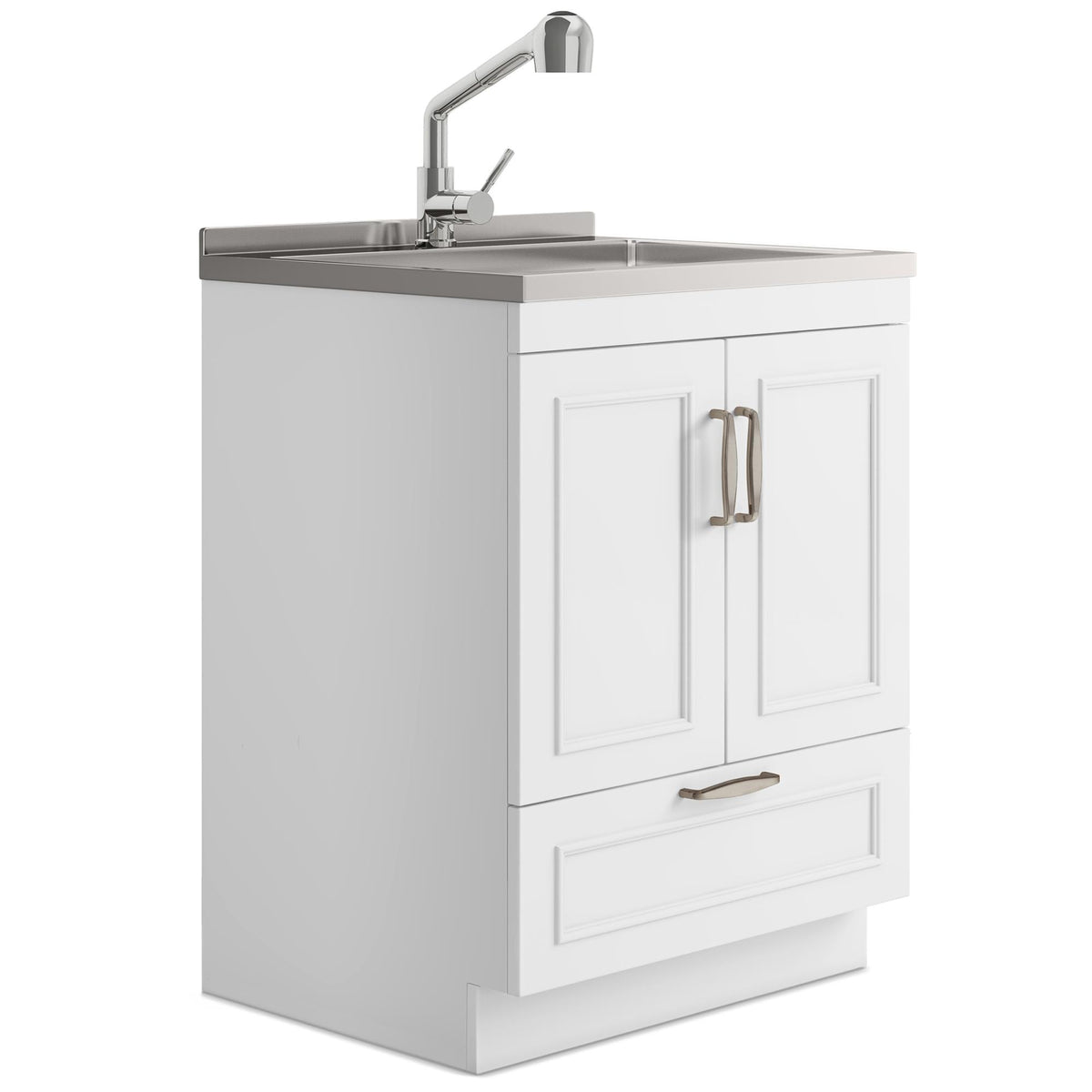 Asgard - 28" Laundry Cabinet with Faucet and Stainless Steel Sink - White