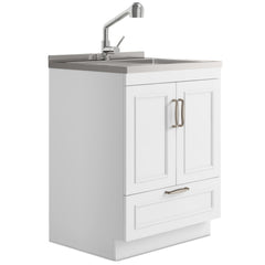 Asgard - 28" Laundry Cabinet with Faucet and Stainless Steel Sink - White
