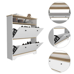 Planet 2-Shelf Shoe Rack Light Oak and White