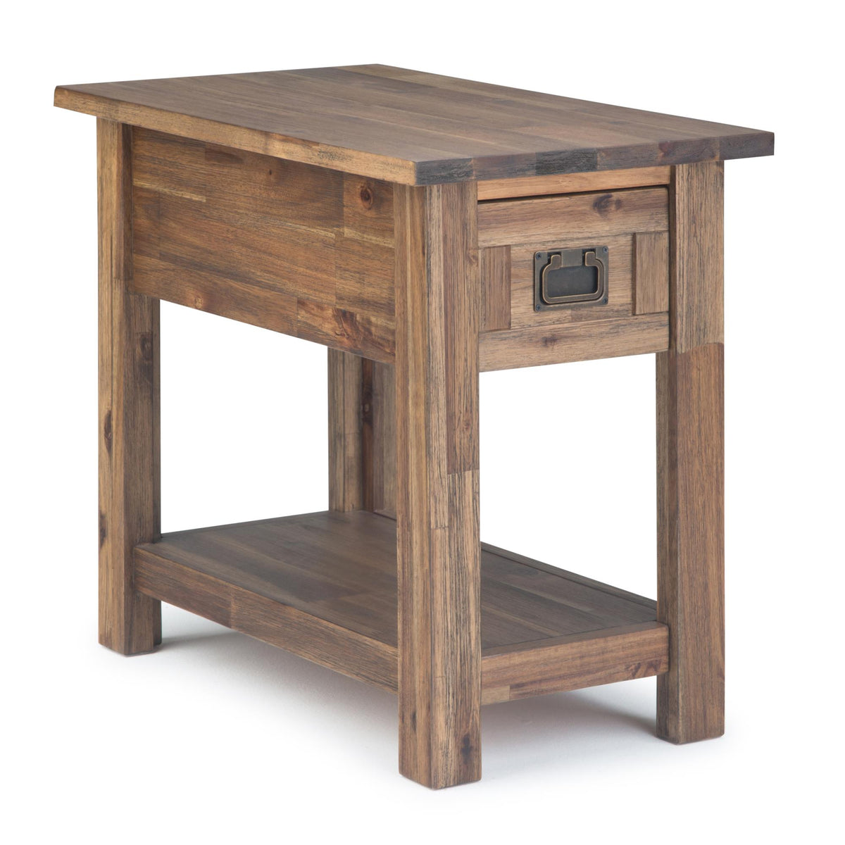 Hector - Narrow Side Table - Rustic Natural Aged Brown