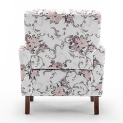 Haven Polyester Blend Armchair, Solid Birch Wood Frame with Brown Tapered Legs, Foam Padded Accent Chair with Trim Detail for Living Room Office
