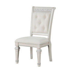 Traditional Style 2pc Side Chair Upholstered Seat And Backrest Ivory Finish Dining Room