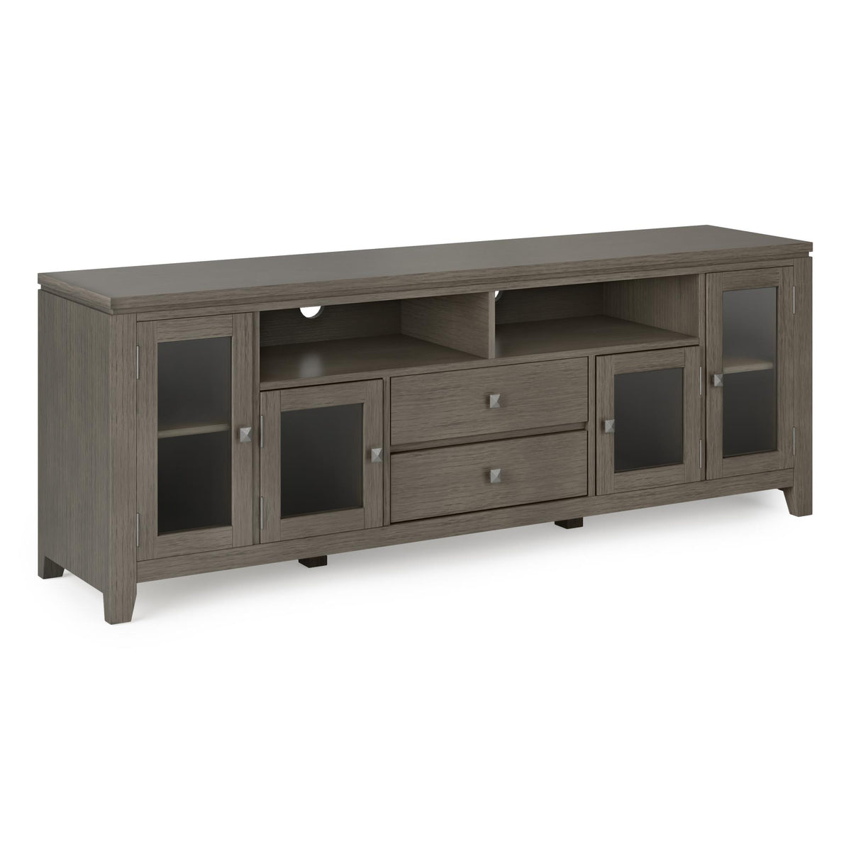 Gallery 72 inch Wide Solid Wood TV Stand in Farmhouse Grey For TVs up to 80 inches