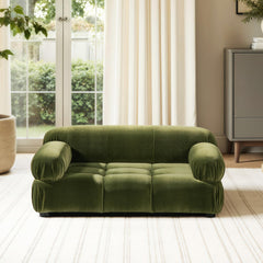 Nova Upholstered Modern Small to Medium Pet Bed For Dogs and Cats Olive Green Velvet