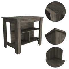 Astyanax Kitchen Island, Four Legs, Three Shelves -Dark Brown