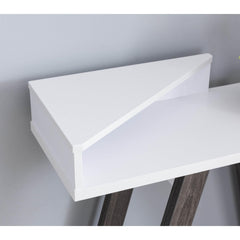 Contemporary Two Toned Console Table with Two Shelves - White & Grey