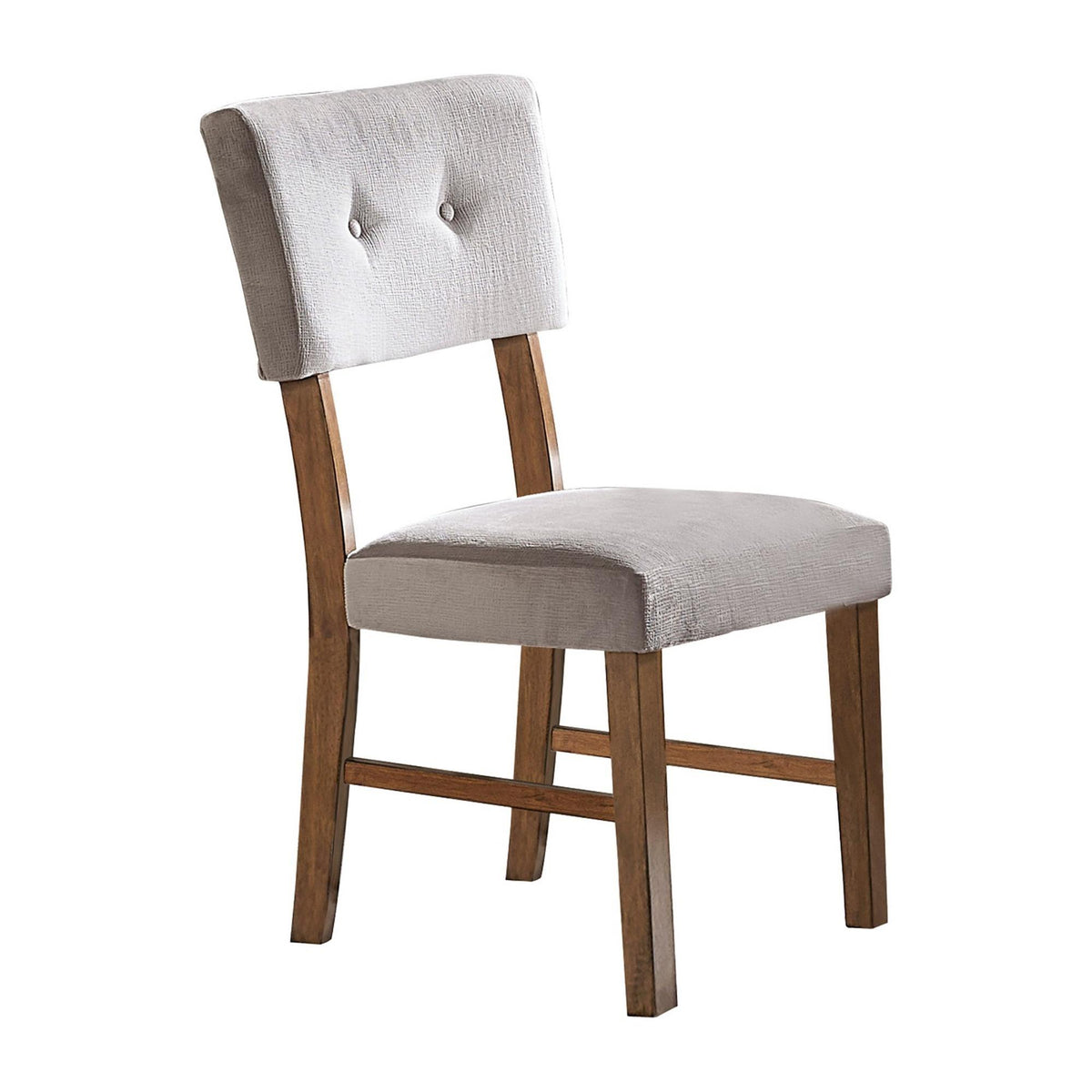 Legend 25 Inch Set of 2 Side Dining Chairs, Tufted Gray Polyester, Brown