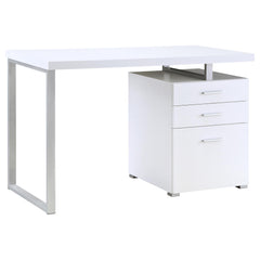 White 3-drawer Reversible Office Desk