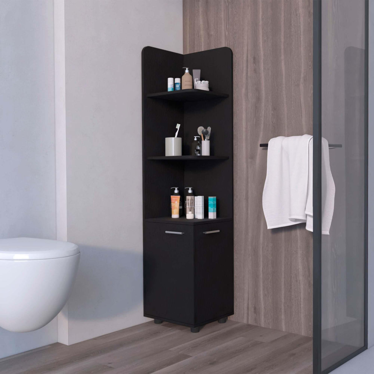 Wenge 2-Door Cabinet with 3 Corner Shelves