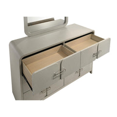 Lyric Modern 6-Drawer Dresser with Textured Front, Metal handles and Ball Bearing Glide System in Beige (Includes Only Dresser)