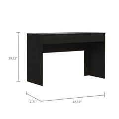 Poseidon Writing Computer Desk, Two Drawers -Black