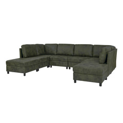 Faux Leather Fabric Upholstered Modular Sectional