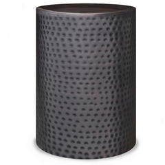Waltz 16 inch Wide Metal Side Table in Hammered Antique Copper