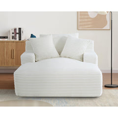 Planet Oversized Chaise Lounge Chair in Soft Corduroy, Modern Comfy Couch with Full Foam Cushioning, Cozy Sleeper Sofabed for Living Room, Bedroom, No Assembly Required, Ivory