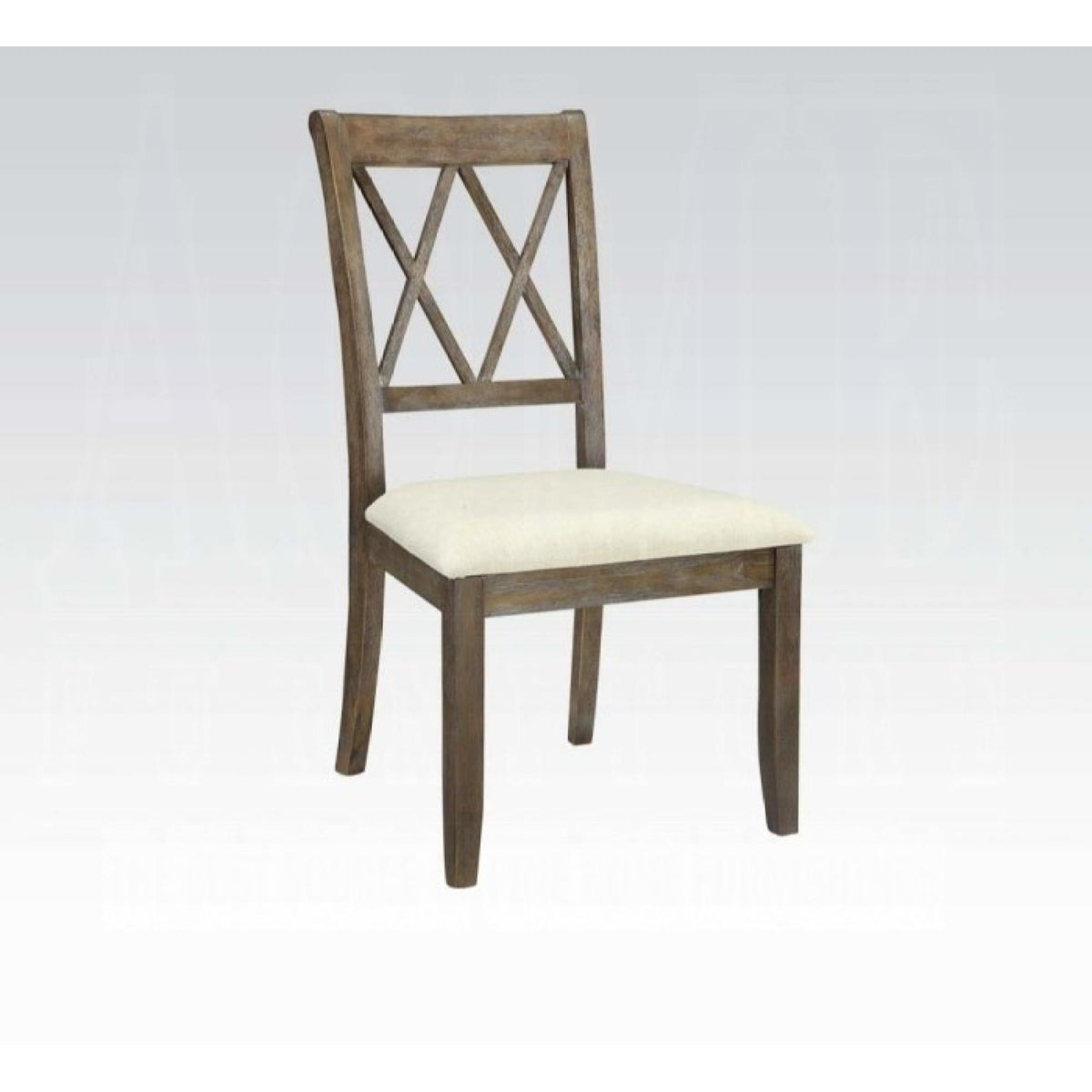 Hades Beige Linen & Salvage Brown Finish Side Chair (Set of 2)