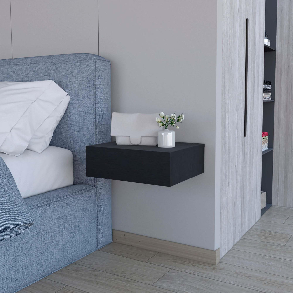 Wenge Wall-Mounted Floating Nightstand