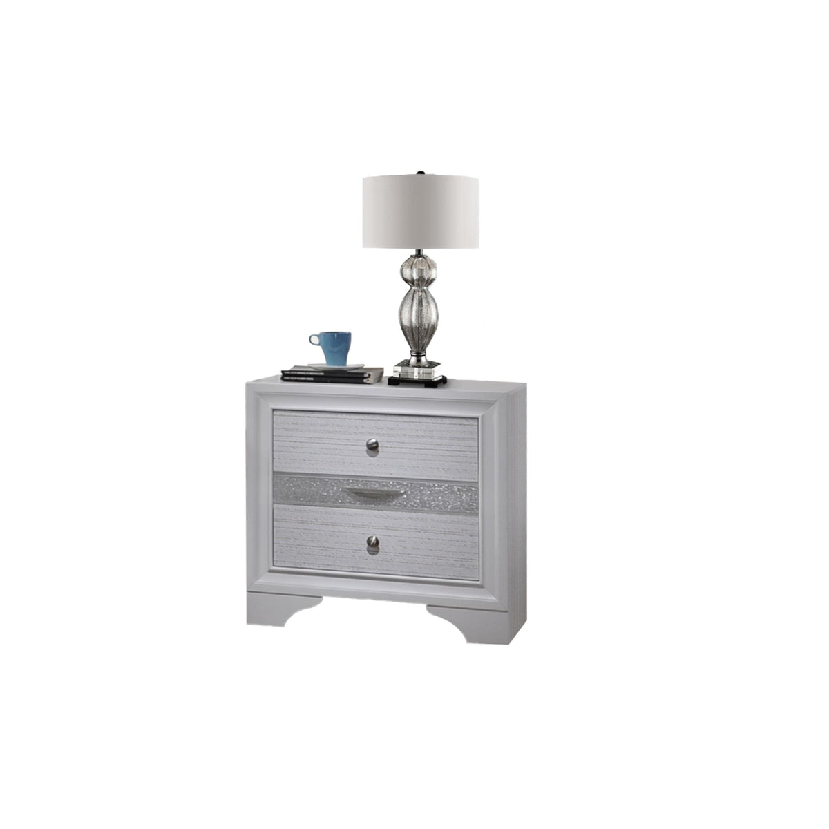 Orion Traditional 2 Drawer Nightstand made with Wood in White