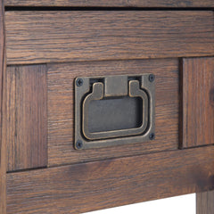Hector - Narrow Side Table - Distressed Charcoal Brown