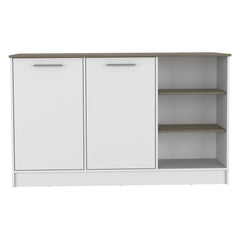 Archive Kitchen Island, Three Open Shelves, Two Cabinets